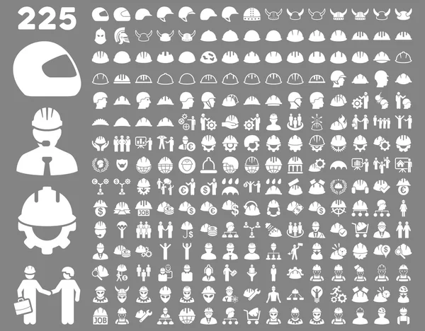 Arbeidsveiligheid en helm Icon Set. — Stockvector