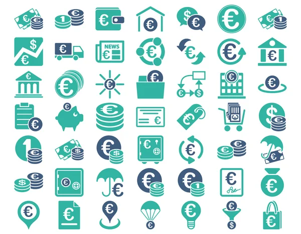 Iconos bancarios en euros — Vector de stock