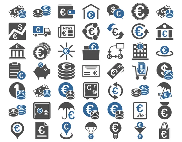 Ícones bancários do euro — Vetor de Stock