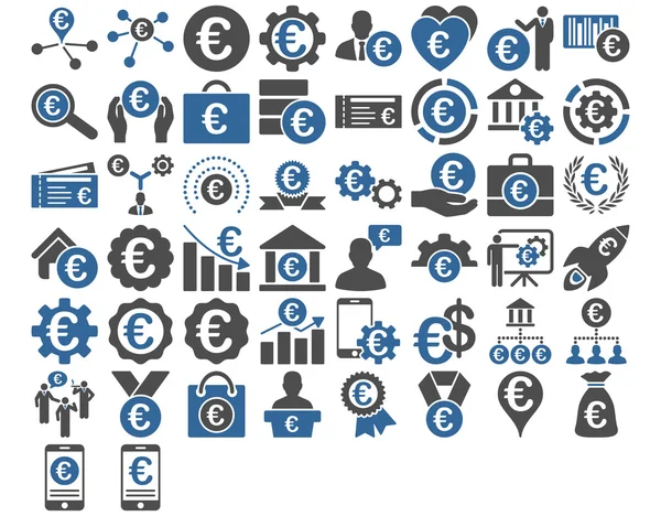 Euro iconos de negocios — Vector de stock