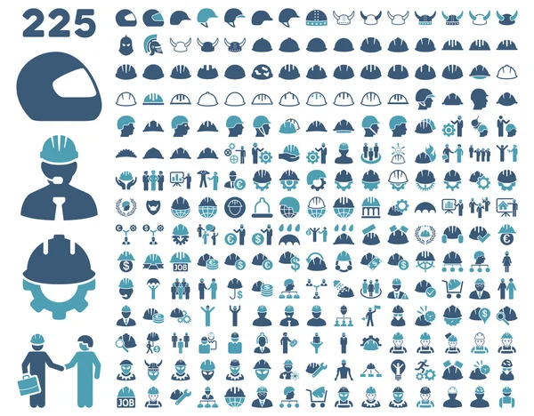 Arbeidsveiligheid en helm Icon Set. — Stockvector