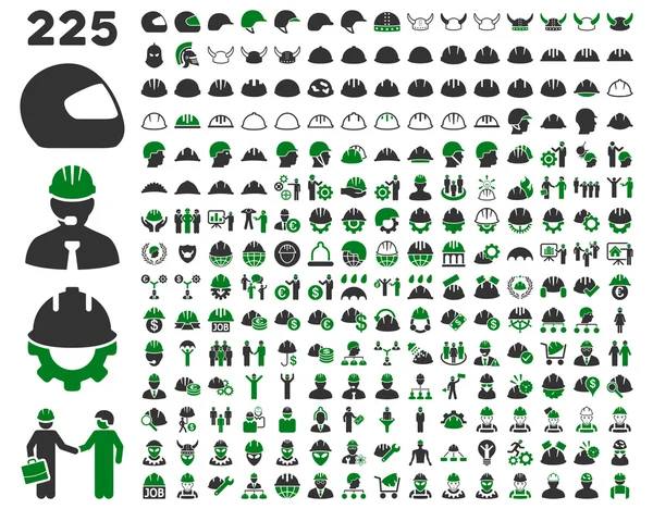 Arbeidsveiligheid en helm Icon Set. — Stockvector