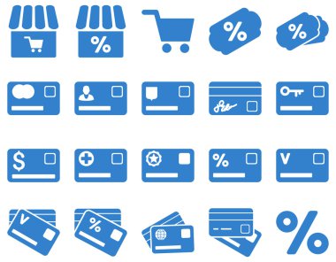 Icon set alışveriş ve banka kartı