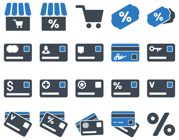 쇼핑 및 은행 카드 아이콘 세트 — 스톡 사진