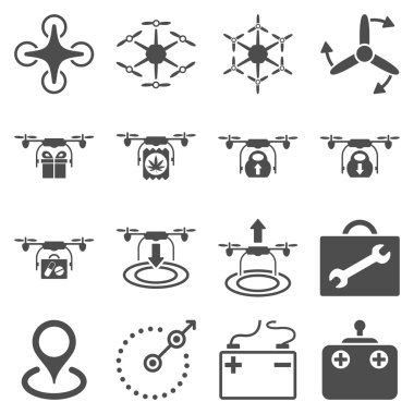 Hava helikopter düz Icon set