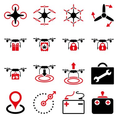Hava helikopter düz Icon set