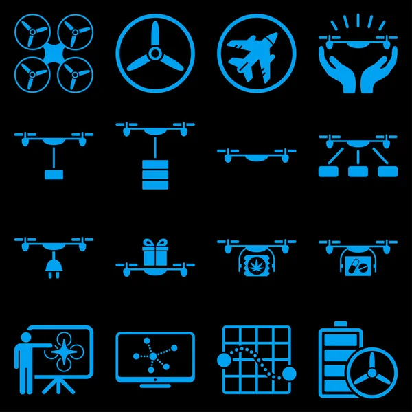 Drone shipment icon set — Stock Vector