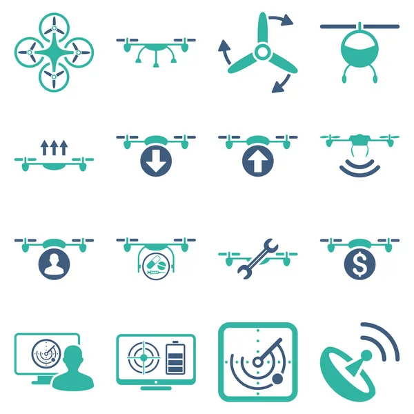 Conjunto de iconos de servicio Quadcopter — Vector de stock