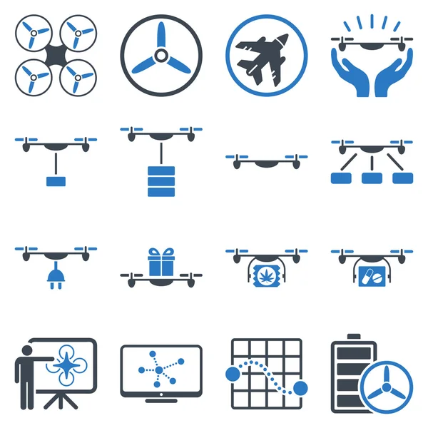 Conjunto de iconos de envío de drones — Vector de stock