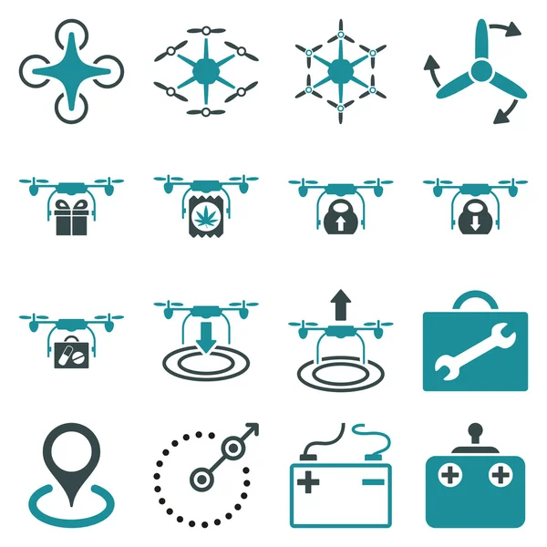 Conjunto de iconos plano helicóptero de aire — Vector de stock