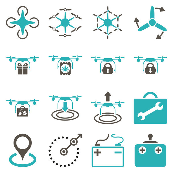 Air copter flat icon set