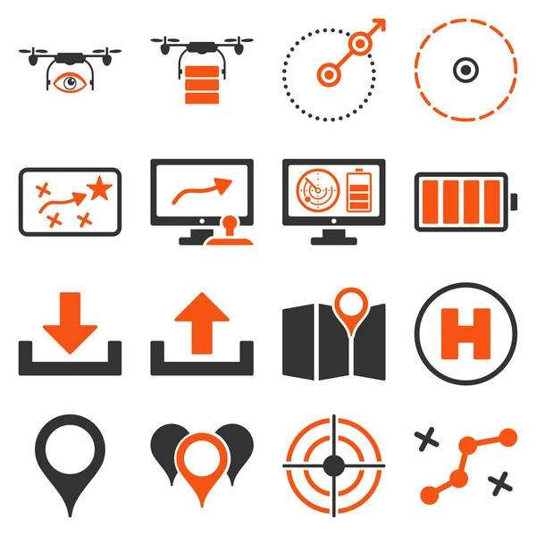 Dron kontrol Icon set — Stok Vektör