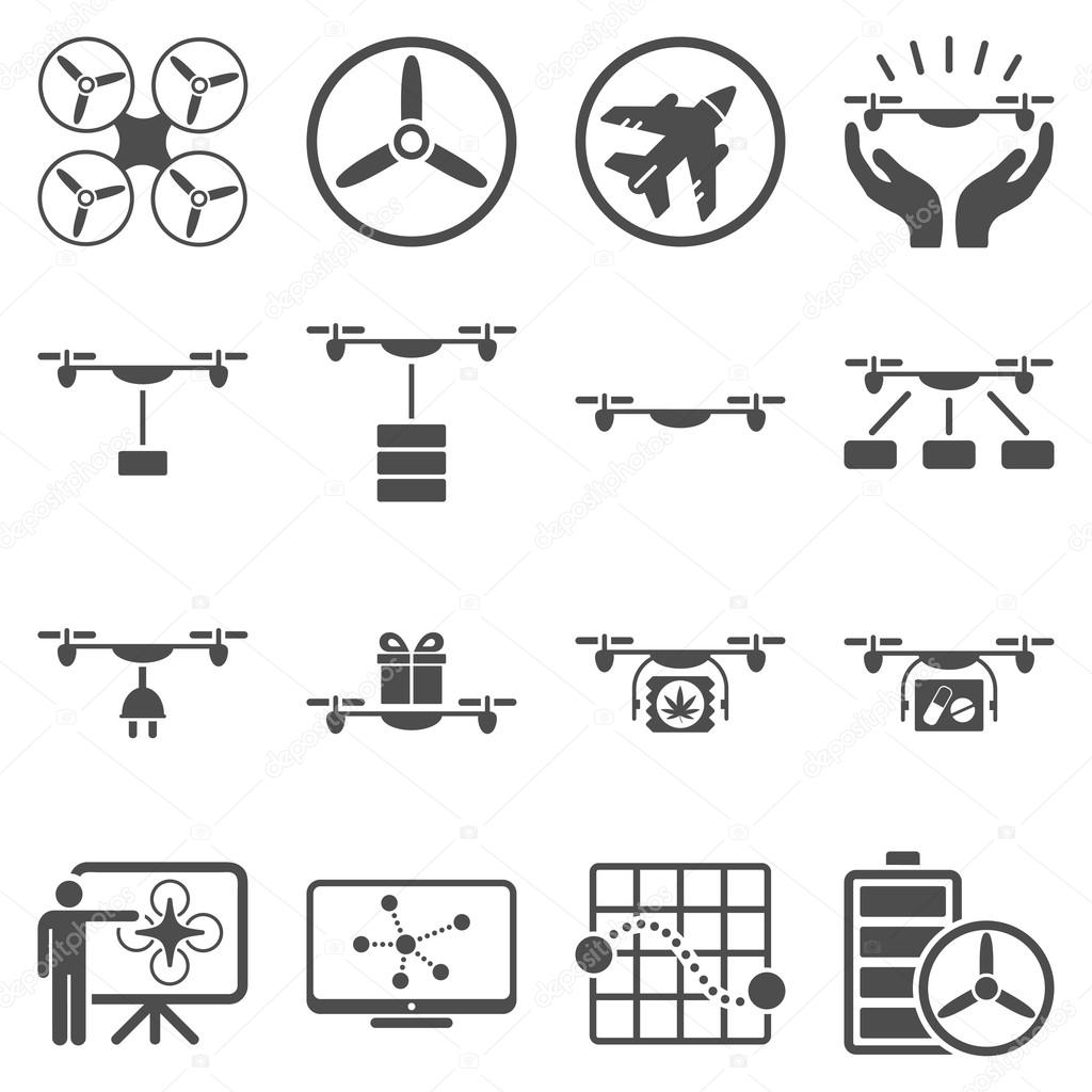 Drone shipment icon set