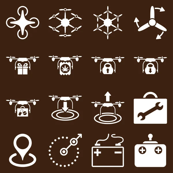 Powietrza copter zestaw ikon płaski — Zdjęcie stockowe