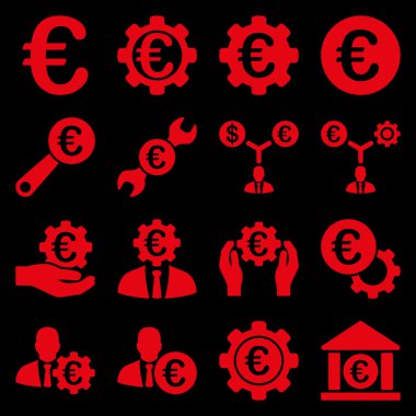Euro bankacılık iş ve hizmet araçları simgeler