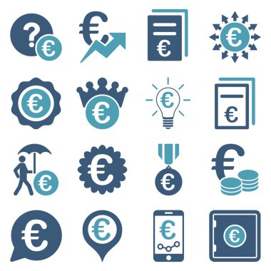 Euro bankacılık iş ve hizmet araçları simgeler