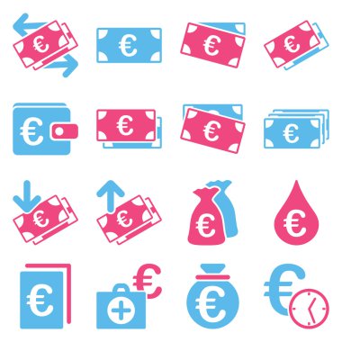 Euro bankacılık iş ve hizmet araçları simgeler