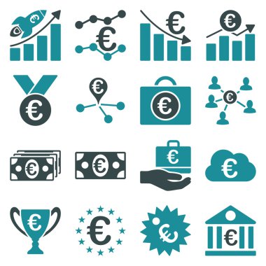 Euro bankacılık iş ve hizmet araçları simgeler