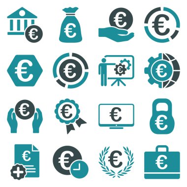 Euro bankacılık iş ve hizmet araçları simgeler