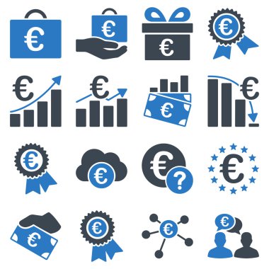 Euro bankacılık iş ve hizmet araçları simgeler