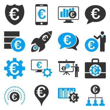 Euro bankacılık iş ve hizmet araçları simgeler