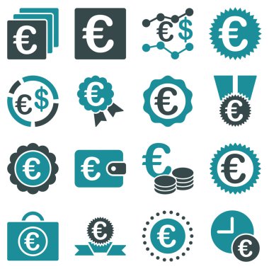 Euro bankacılık iş ve hizmet araçları simgeler