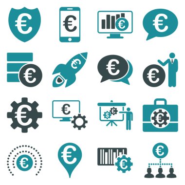 Euro bankacılık iş ve hizmet araçları simgeler