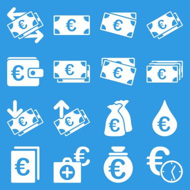 Euro bankacılık iş ve hizmet araçları simgeler