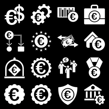 Euro bankacılık iş ve hizmet araçları simgeler