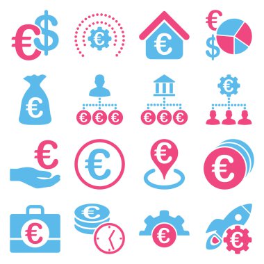 Euro bankacılık iş ve hizmet araçları simgeler