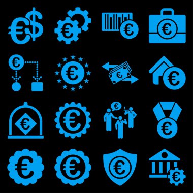 Euro bankacılık iş ve hizmet araçları simgeler