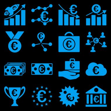 Euro bankacılık iş ve hizmet araçları simgeler