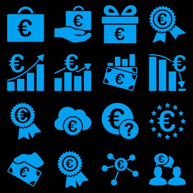 Euro bankacılık iş ve hizmet araçları simgeler