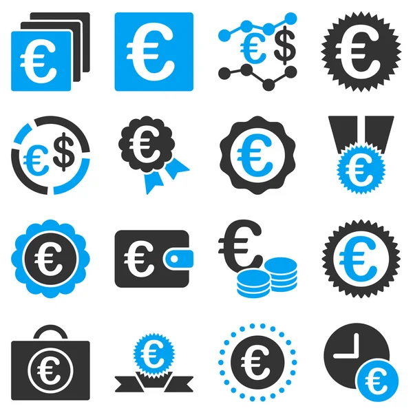 Iconos de negocio y herramientas de servicios bancarios en euros — Archivo Imágenes Vectoriales