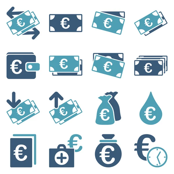 Euro business banking e ferramentas de serviço ícones —  Vetores de Stock