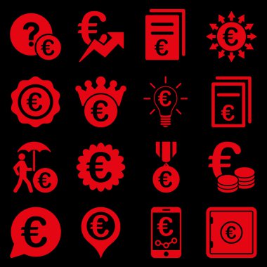 Euro bankacılık iş ve hizmet araçları simgeler