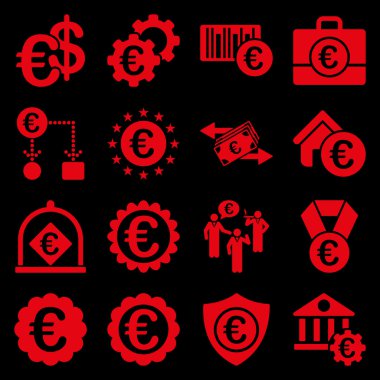 Euro bankacılık iş ve hizmet araçları simgeler