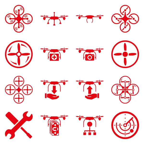 Flying drone iconos bicolor planos — Foto de Stock