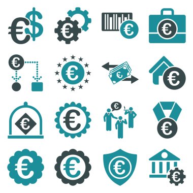 Euro bankacılık iş ve hizmet araçları simgeler