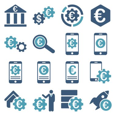 Euro bankacılık iş ve hizmet araçları simgeler