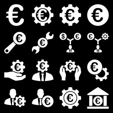 Euro bankacılık iş ve hizmet araçları simgeler