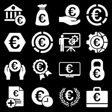 Euro bankacılık iş ve hizmet araçları simgeler