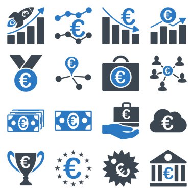 Euro bankacılık iş ve hizmet araçları simgeler