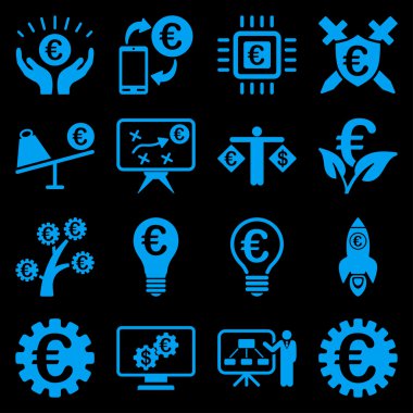 Euro bankacılık iş ve hizmet araçları simgeler