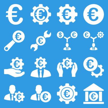 Euro bankacılık iş ve hizmet araçları simgeler