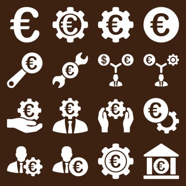 Euro bankacılık iş ve hizmet araçları simgeler