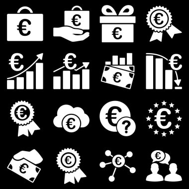 Euro bankacılık iş ve hizmet araçları simgeler