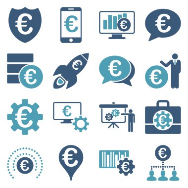 Euro bankacılık iş ve hizmet araçları simgeler