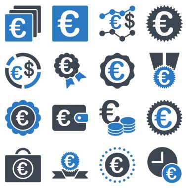 Euro bankacılık iş ve hizmet araçları simgeler