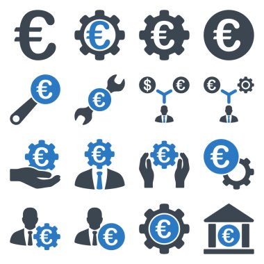 Euro bankacılık iş ve hizmet araçları simgeler